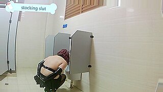 cumshot inside foreskin in public toilet